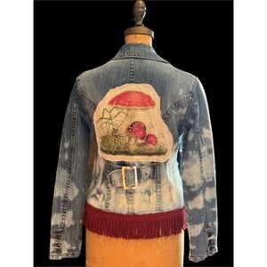 One-of-One Mushroom Patch Denim Jacket w/ Fringe | Magnolia Pearl Style L